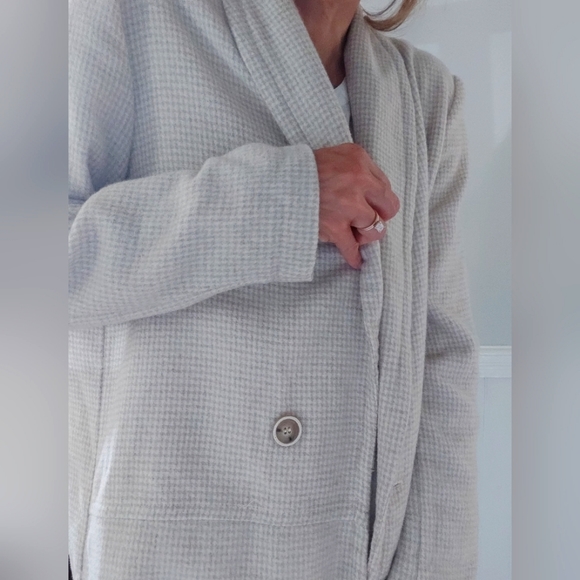 Coldwater Creek Cream & White Checkered Wool Blend Sweater Coat - Picture 6 of 14